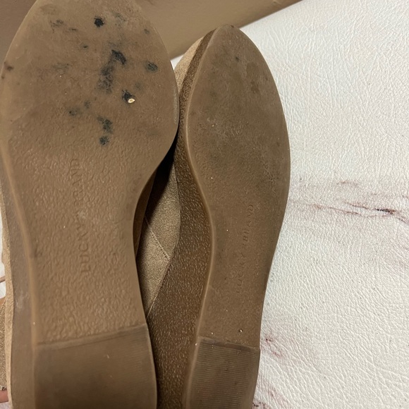 Lucky Brand Jaemma Suede Wedge Ankle Boots Size 8 Tan / Taupe. - Picture 2 of 9